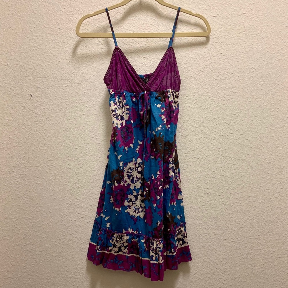 🆕 Floral Strappy Summer Dress (w/ Tags) - Blue, Purple, & Cream